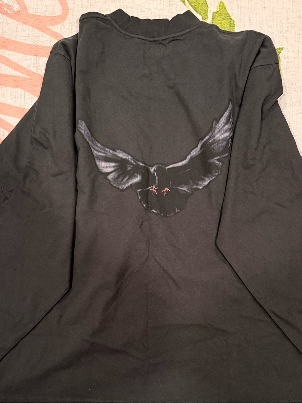 New Yeezy Black Long Sleeve Tee with Winged Dove Graphic